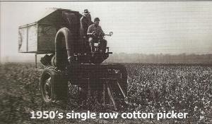 A 1950's single row cotton picker